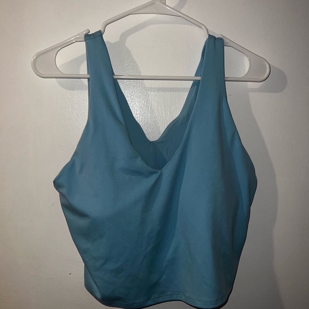 All in Motion Blue Fitted Crop Tank Top